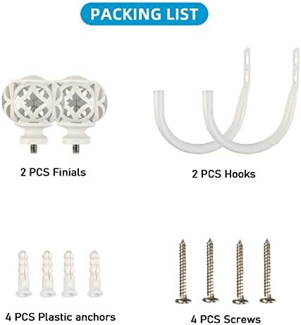 2Pcs Curtain Holdbacks with Screws White