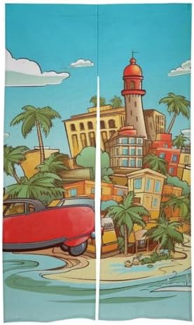 Island of Cuba Door Curtain Panel 17x57 Inch Divider