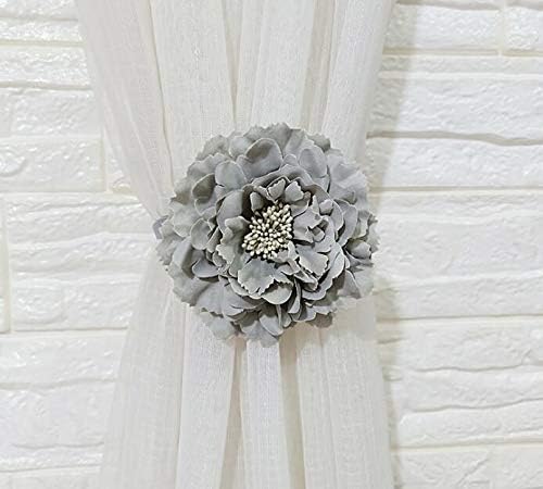 Chictie 2 Piece Cloth Flower Magnetic Curtain Holdbacks