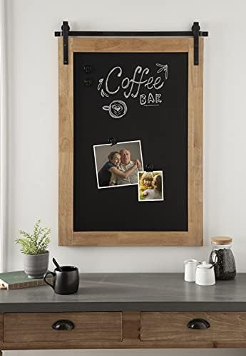 Kate and Laurel Samuels Wood Framed Chalkboard 24x36 Rustic Brown Magnetic
