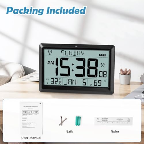 SZELAM Atomic Clock Black Large Display Wall Clock