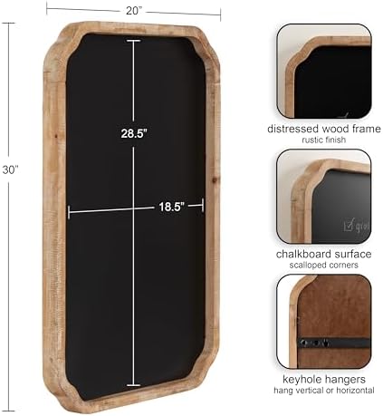 Kate and Laurel Marston Magnetic Chalkboard 20x30 Rustic Brown