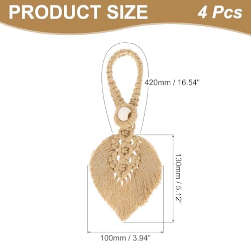 Uxcell 4 Pack Tassel Curtain Tiebacks Bohemian Leaf Design Brown