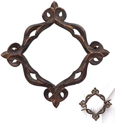 RII Antique Wooden Curtain Tiebacks Rustic Decor Holdbacks