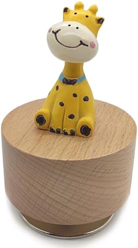 Mini Wooden Animal Rotary Music Box with Giraffe Figurine Edelweiss