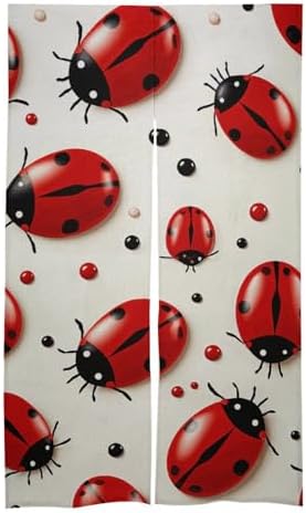 Red Ladybug Door Curtain Split 17x57 Inch Privacy Partition