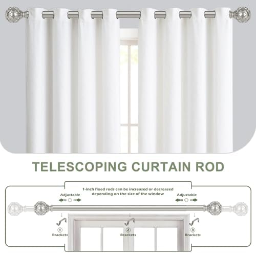 HTZON Antique Silver Decorative Curtain Rod Set 66-120 Inch