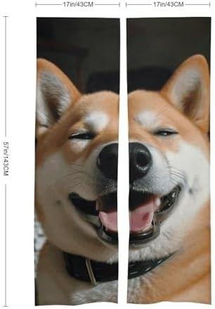 Shiba Inu Smile Tongue Out Door Curtain Panel