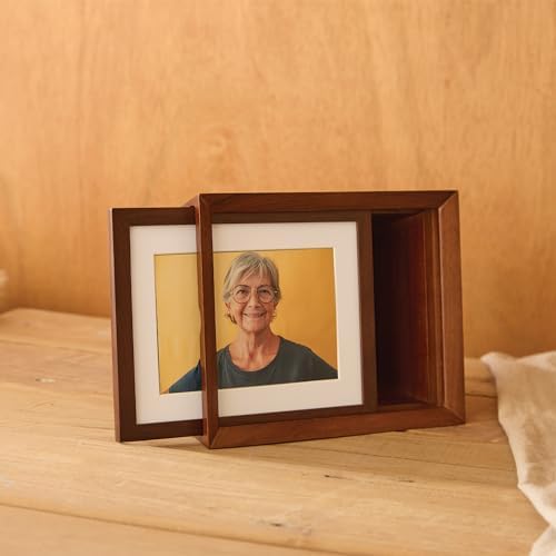 Aspen Studio Photo Urn Walnut Wooden Urn with Picture Frame