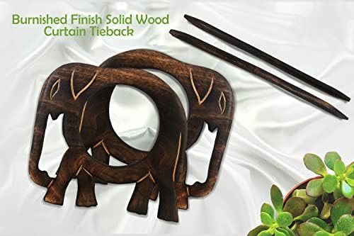 RII Handmade Wooden Curtain Tiebacks Set of 2