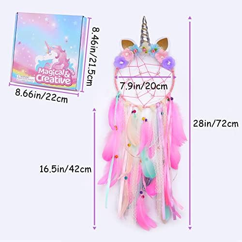 FIODAY Unicorn Dream Catcher Wall Decor with LED Light