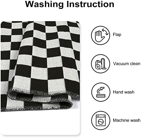 Seavish Checkered Rug 2x3 ft Black White Moroccan Pattern