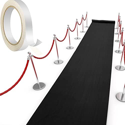 Shappy Black Carpet Runner Rug for Party 26 x 164 Feet