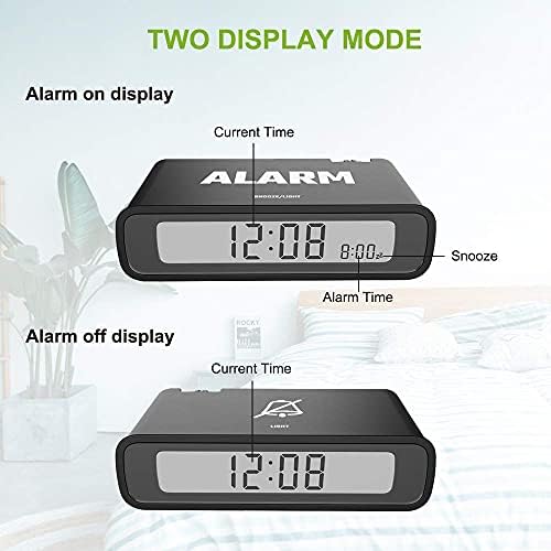 BALDR Digital Alarm Clock Reversible LCD White Black