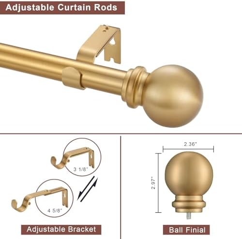 Warm Gold Decorative Curtain Rod with Ball Finials