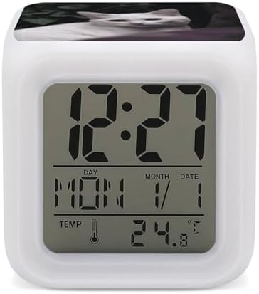 White Cat Digital Alarm Clock with LED Display