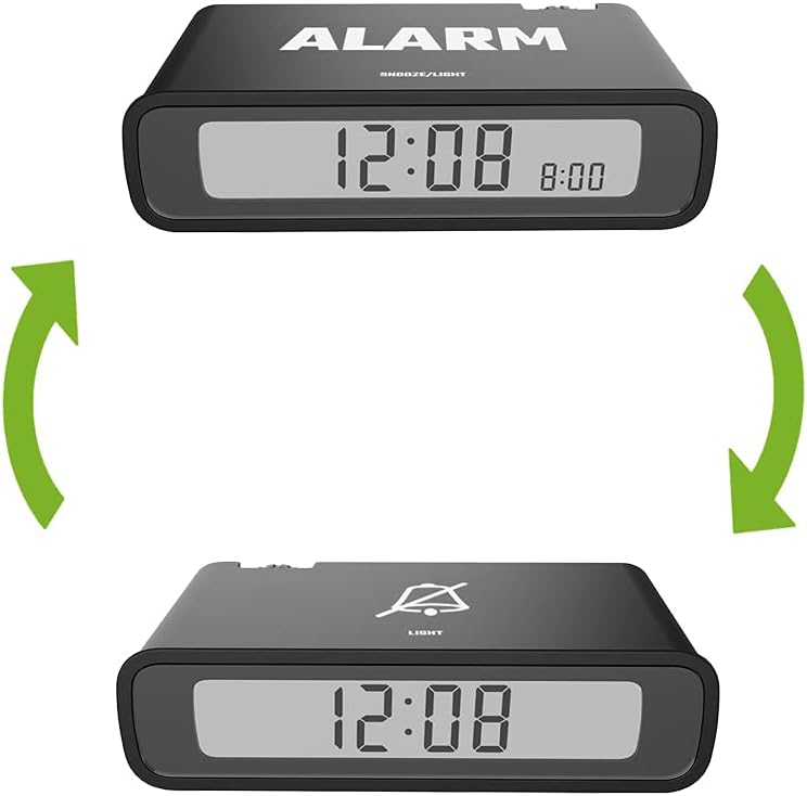 BALDR Digital Alarm Clock Reversible LCD White Black