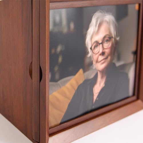 Aspen Studio Photo Urn Walnut Wooden Urn with Picture Frame