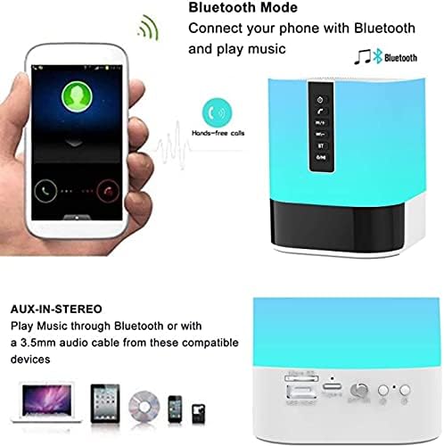 Aisuo Multifunction Bedside Lamp with Bluetooth Speaker and Digital Calendar Alarm Clock