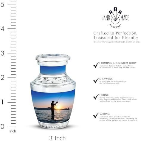 3 Inch Fisherman Keepsake Urn for Ashes Adult Male