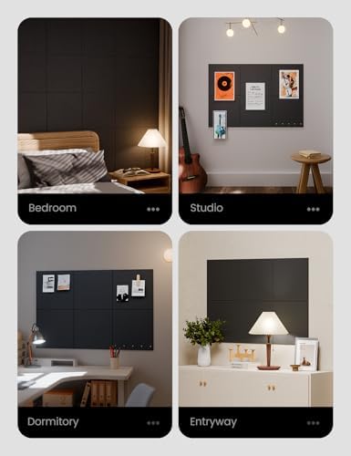Large Felt Bulletin Board 48x36 Black 6 Pack with 40 Adhesive Tabs