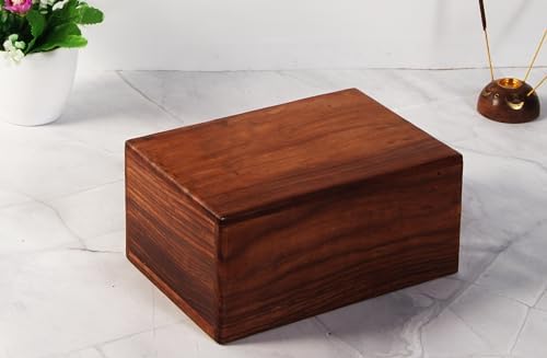 TrendBell Handcrafted Wooden Urn Box for Human and Pet Ashes 7x5 Inch