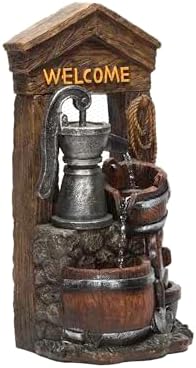 Alpine ZEN576S 24 Inch Floor Water Pump Fountain with Rustic Design Brown