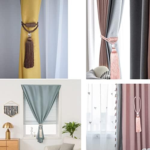 BEL AVENIR Magnetic Curtain Holdbacks Tassel Rope Coffee
