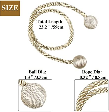 Modern Outdoor Curtain Tiebacks in Beige Set of 2