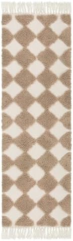 Lahome Checkered Boho Runner Rug 26x8 ft