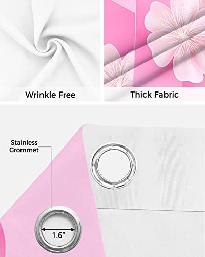 Breast Cancer Awareness Door Curtain - 96 Inch Pink Floral Blackout Panels