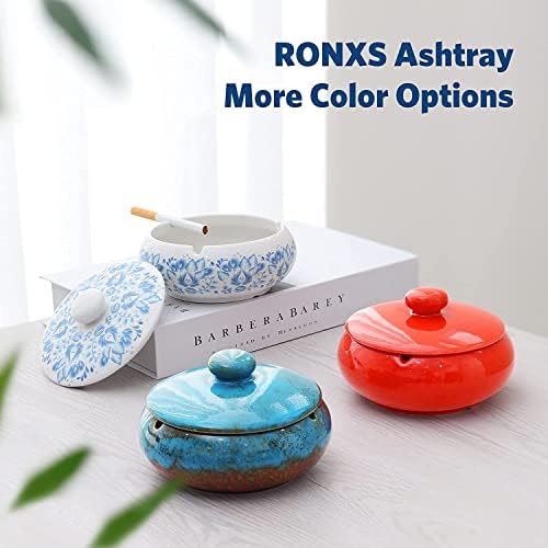 RONXS Ceramic Ashtray with Lid for Outdoor Use