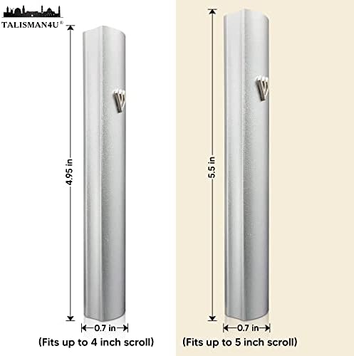 Talisman4U Silver Aluminum Mezuzah with Scroll 3D Metal