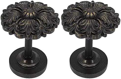MERIVILLE 2 Pack Fleur Window Drapery Medallion Holdbacks Bronze with Gold