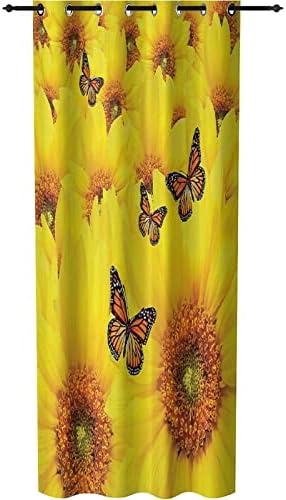 XISUNYA Door Curtain Panel Sunflower Design Blackout Drapes