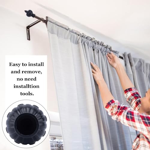 GORGECRAFT 4PC Curtain Rod Covers Ends Black Plastic Finials