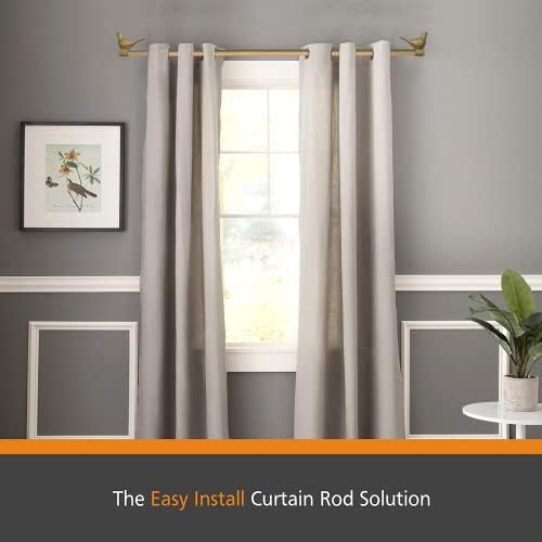 Meriville 34 Inch Farmhouse Single Curtain Rod with Bird Finials