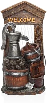 Alpine ZEN576S 24 Inch Floor Water Pump Fountain with Rustic Design Brown