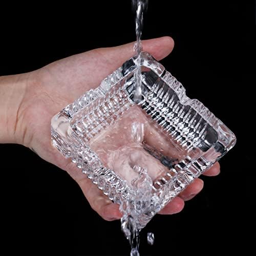Square Crystal Ashtray with 4 Cigar Grooves