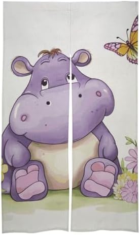 Butterfly Hippo Door Curtain Split Blackout Panel