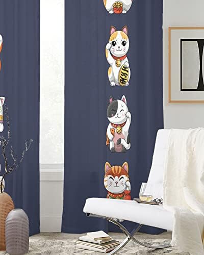 Japanese Noren Sheer Curtains 84 Inch 2 Panels Set