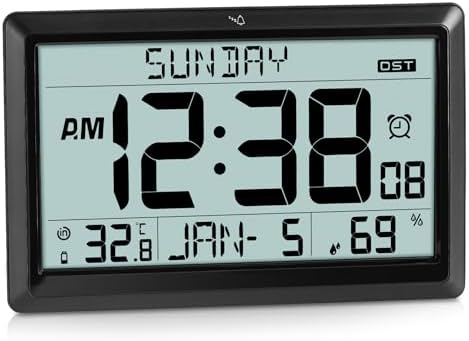 SZELAM Atomic Clock Black Large Display Wall Clock