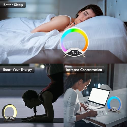 Sunrise Alarm Clock with Wireless Charging and Bluetooth