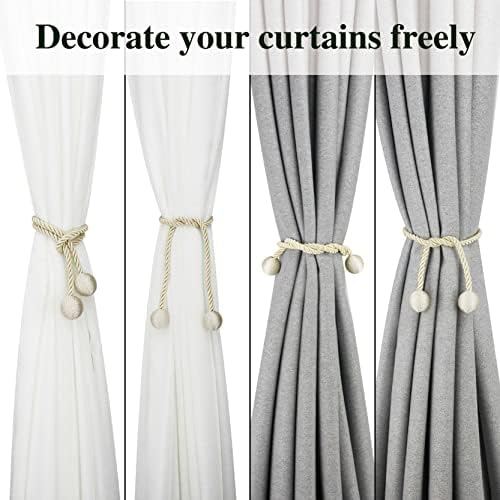 Modern Outdoor Curtain Tiebacks in Beige Set of 2