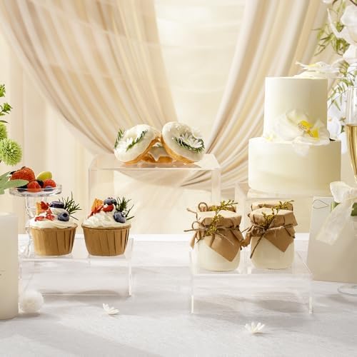Set of 4 Acrylic Cube Display Box Risers