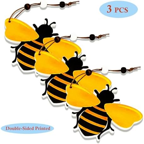 Bee Ornaments Wooden Bumble Bees Cutouts 3PCS Decorations