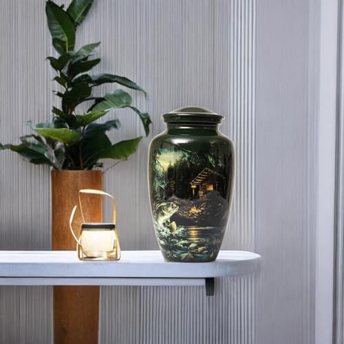 Handcrafted Fishing Urn for Adult Ashes Men Women Memorial