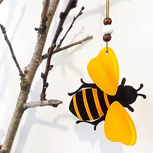 Bee Ornaments Wooden Bumble Bees Cutouts 3PCS Decorations