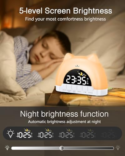 ORIA Kids Alarm Clock with Night Light and Dual Alarms