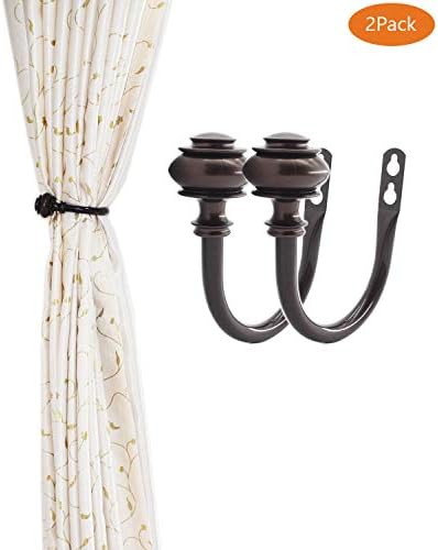 2 Pack Curtain Holdback Hooks U-Shaped Metal Curtain Tiebacks for Drapes